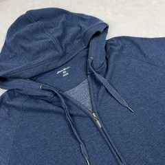Eddie Bauer Full Zip Hooded Sweatshirt Men 2XL Blue Fleece Pockets Relaxed