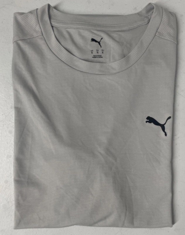 PUMA Men's Lightweight Crew Neck Active Tee T-Shirt Short Sleeve Logo GRAY XL gallery