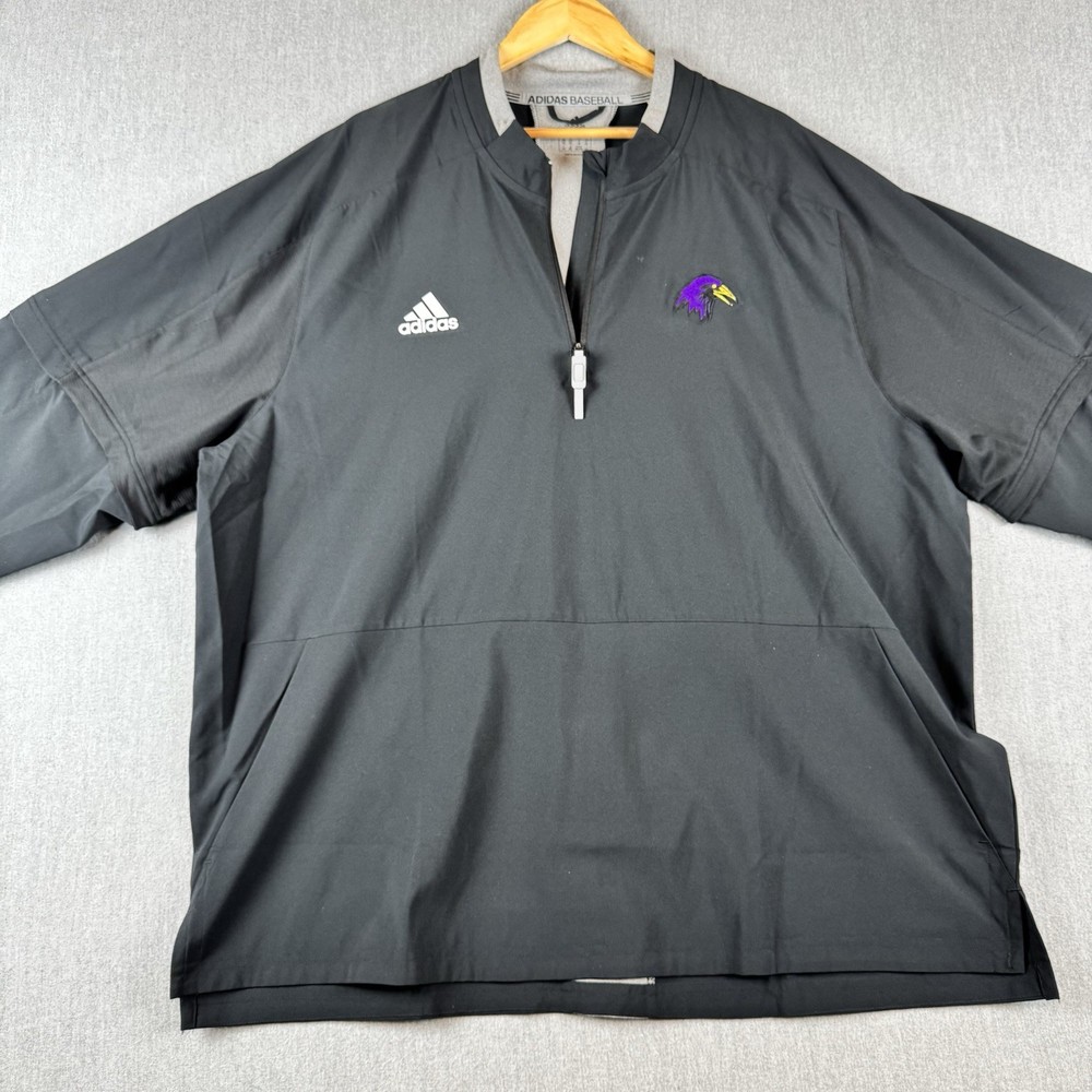 Adidas Baseball Ravens Pullover Jacket 2XL Removable Sleeves Black Embroidered