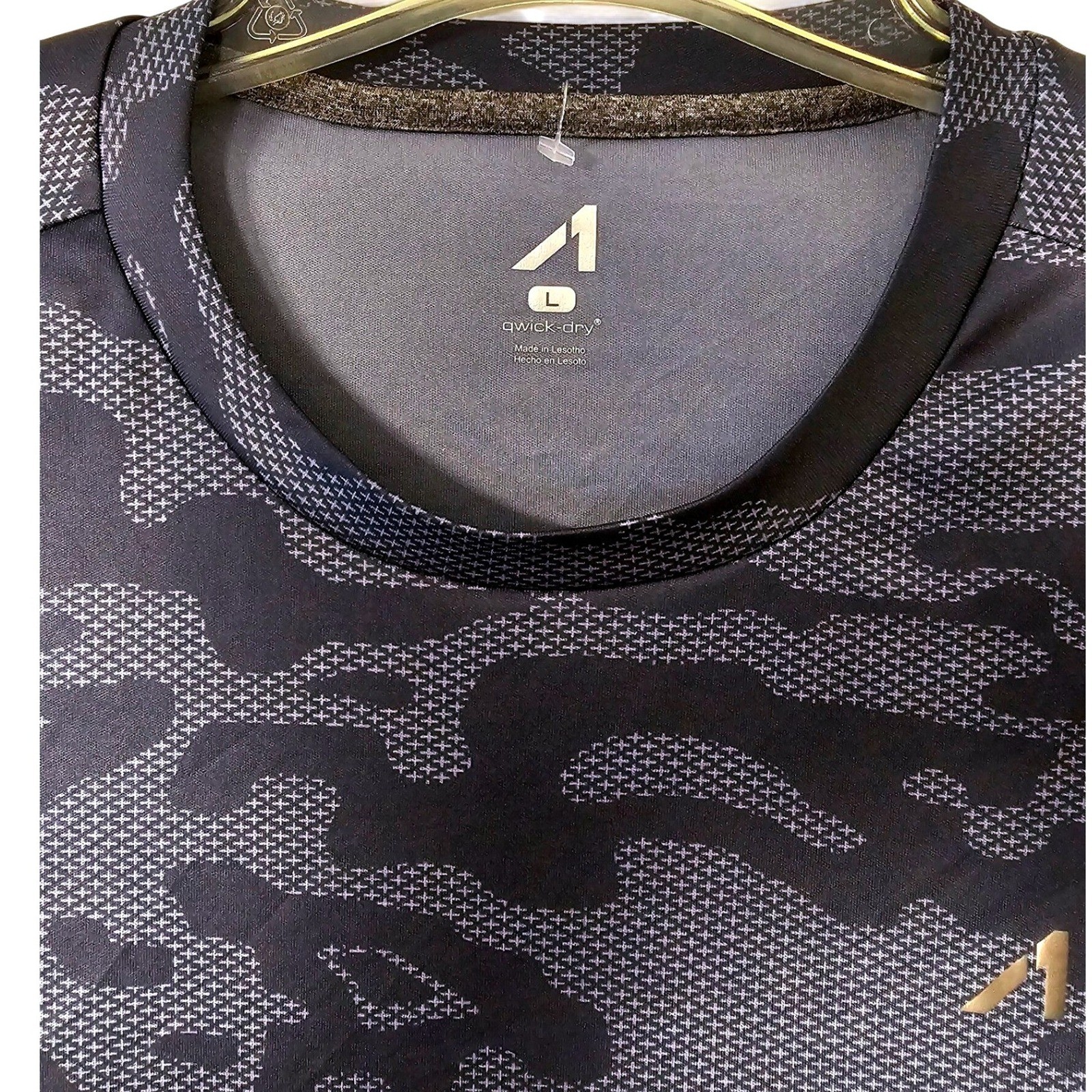 And1 Mens Qwick-Dry Performance T-Shirt Large Gray Black Camo Workout Gym Top gallery