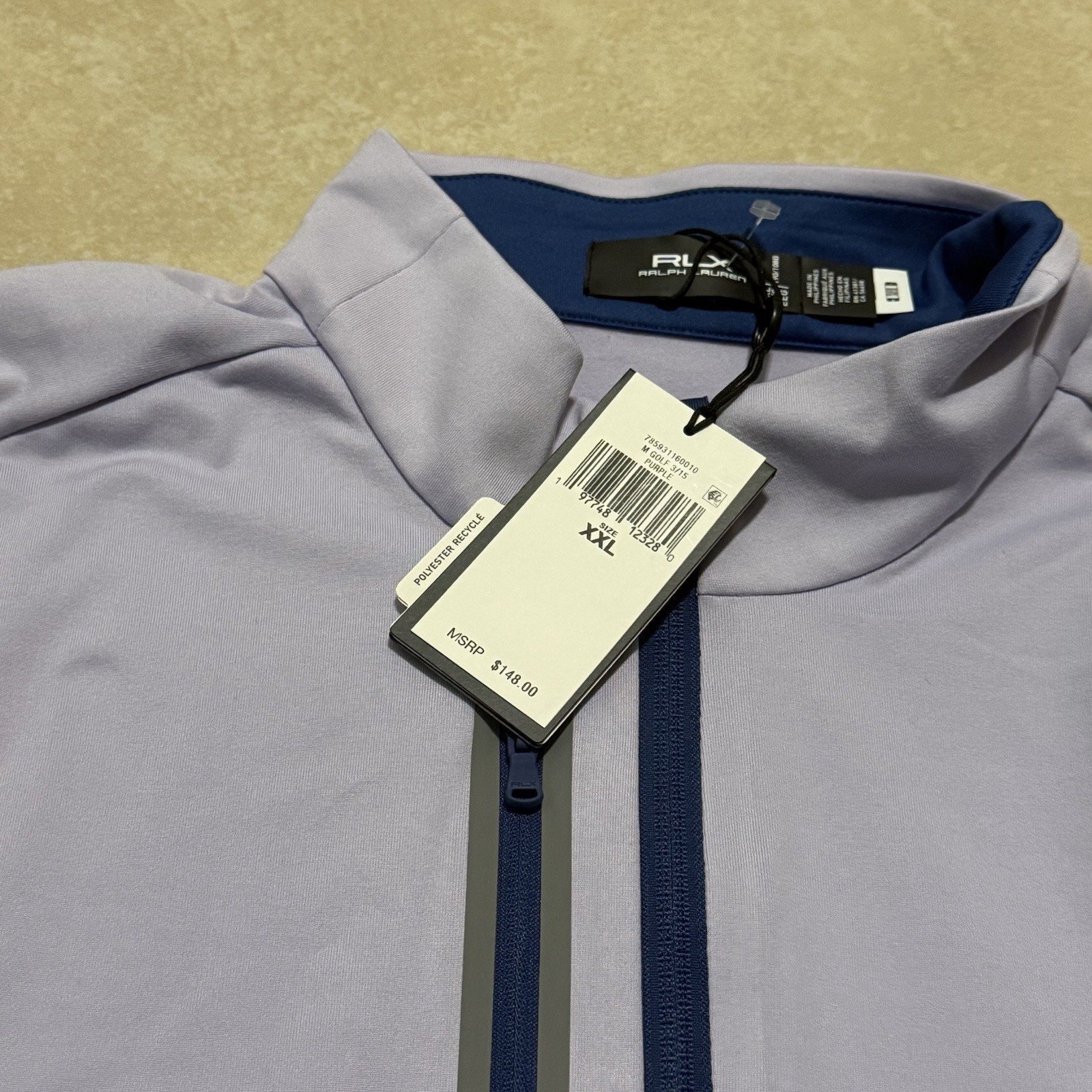 Ralph Lauren RLX 1/4 Zip Classic Fit Luxury Jersey Pullover Purple Mens Sz 2XL gallery