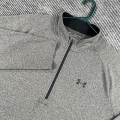 Under Armour Pullover Shirt Mens 2XL XXL Gray Long Sleeve 1/4 Zip Mock Neck
