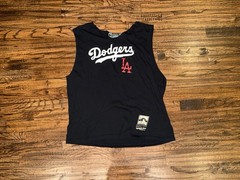 Mitchell & Ness MLB Los Angeles Dodgers Sleeveless Cut-Off Shirt Black Size XL