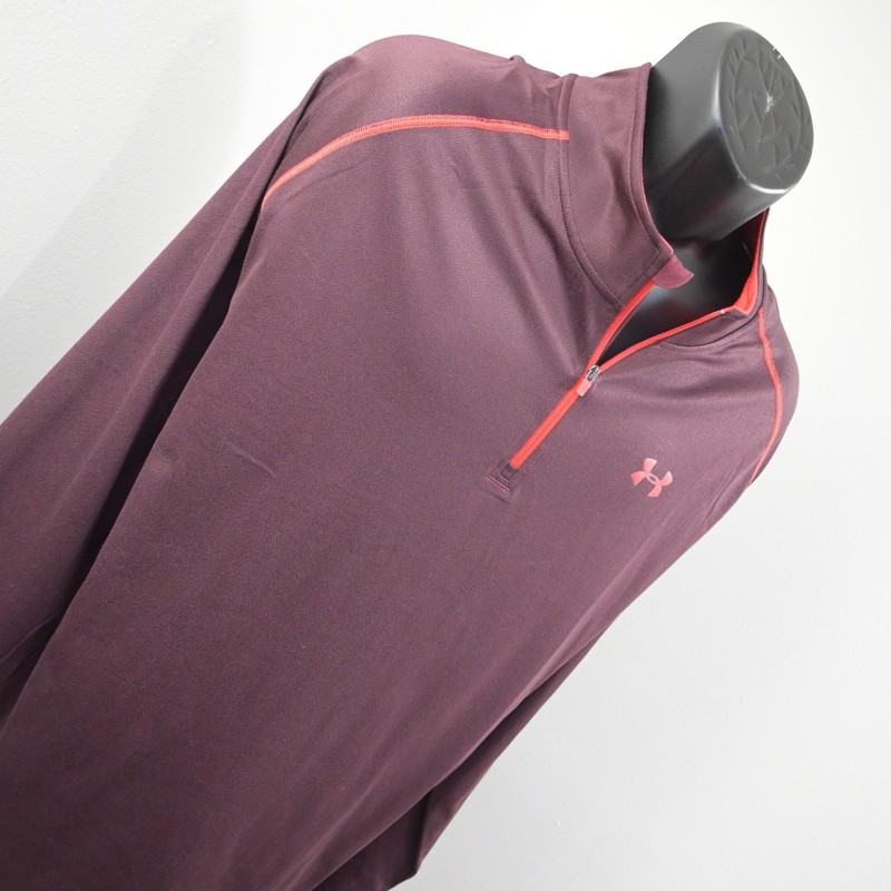 Under Armour 1/4 Zip Pullover Mens 3XL Loose Burgundy Red Long Sleeve HeatGear gallery