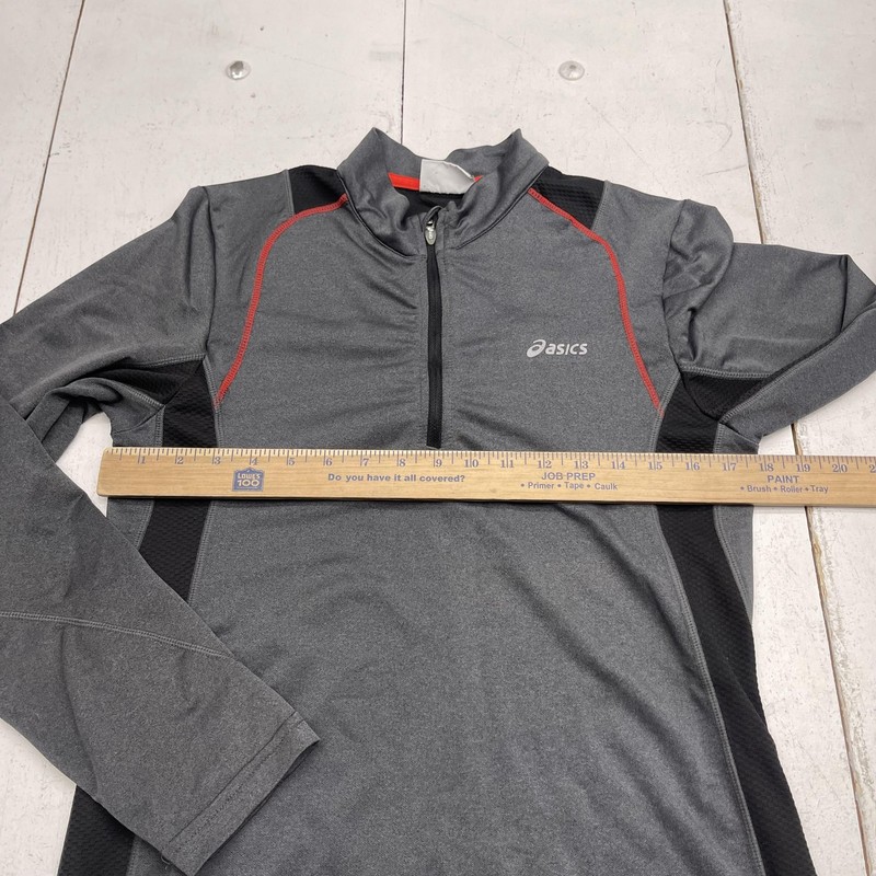ASICS Pullover Mens Small Gray Long Sleeve Quarter Zip Running Shirt Athletic gallery