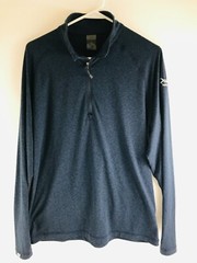 Storm Creek Shirt Men’s Size M Navy Blue Heather Quart zip Logo on Long Sleeve