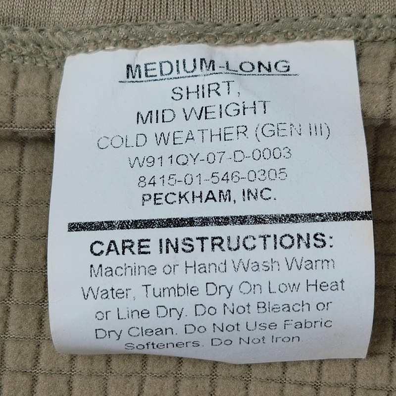 Peckham Gen III L2 Top Mens Medium Long Tan 1/4 Zip Grid Fleece Base Layer Shirt gallery