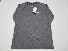 NIKE Mens Essential Hydroguard Swim Long Sleeve UPF 40+ NESSA589-001 Gray