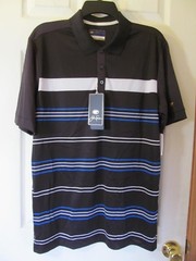 NWT Men’s JACK NICKLAUS BLACK BLUE STRIPE Short Slv STAYDRI GOLF Shirt Size M