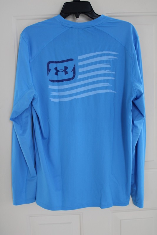 NWT Under Armour Iso-Chill Fish Pro Freedom Men's Medium Viral Blue T-shirt RARE gallery