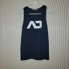 Addicted | Men’s AD Navy Blue With White Logo Front & Back Tank Top Size Large