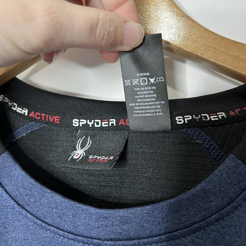 Spyder Active Shirt Long Sleeve Crew Neck Navy Blue Black ProW B Mens Medium gallery