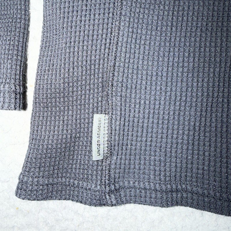 Under Armour Thermal Shirt Mens Large Black Long Sleeve Waffle Knit Crew Neck gallery
