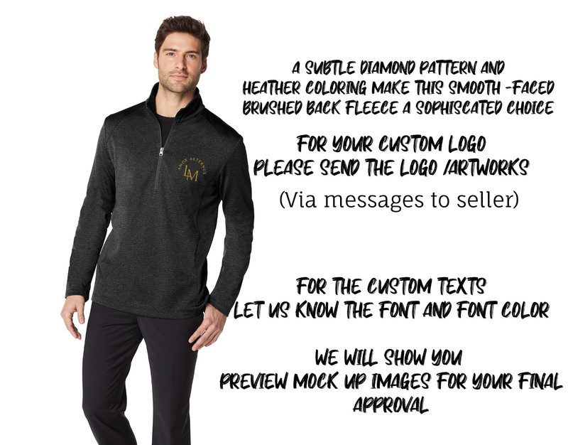 Ink Stitch Custom Logo Texts Stitching Men Diamond Heather Quarter Zip Up gallery