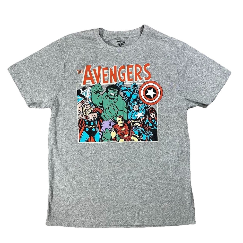 MARVEL COMICS The Avengers Heather Grey Graphic Tee M
