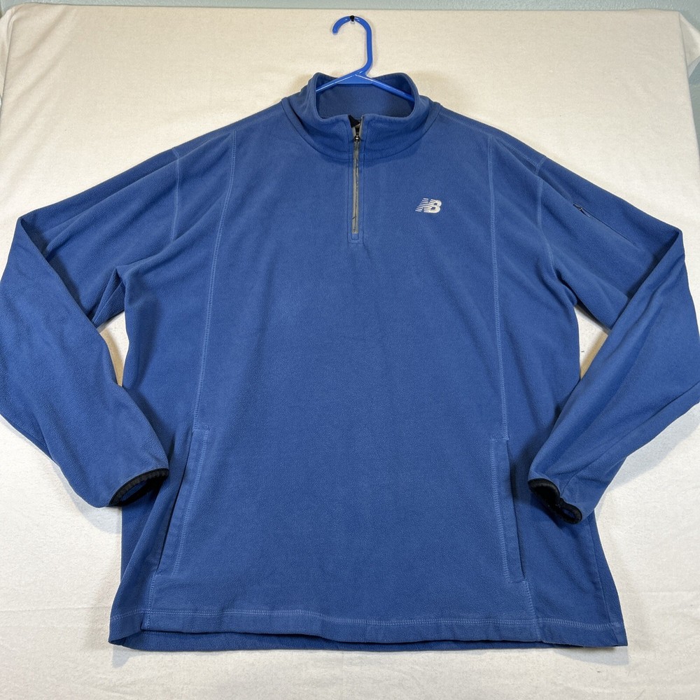 New Balance NB Fleece 1/4 Zip Pullover Activewear Running Men's Size Large Blue