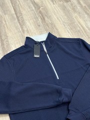 Straight Down Mens Optic 1/4 Zip Golf Pullover Size Large Indigo Blue Logo NEW!