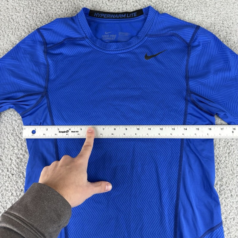 Nike Pro Combat Hyperwarm Lite Men’s Small Fitted Blue Crew Neck 618984-494 gallery