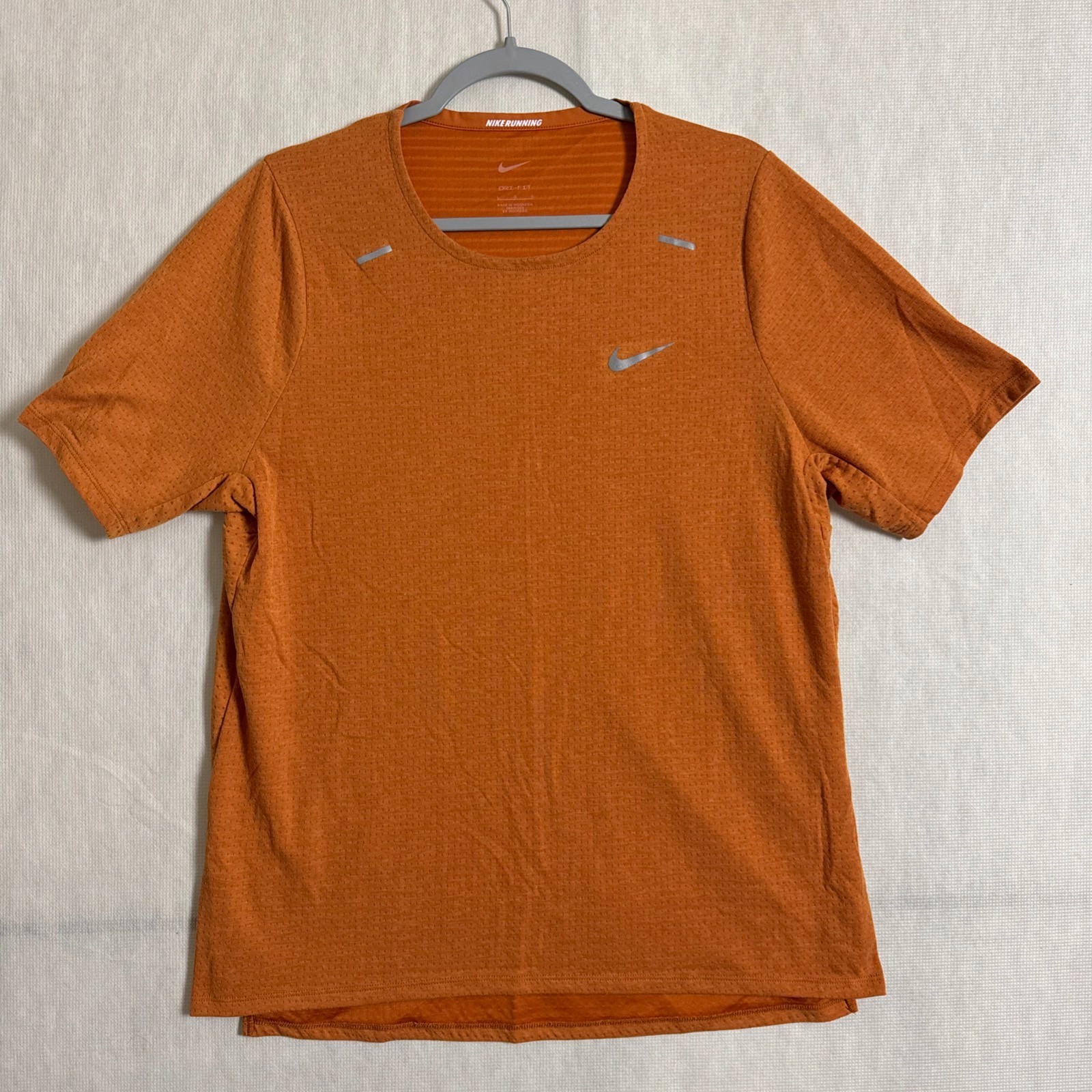 Nike Dri-Fit Men's Large Orange Poly Rise 365 Running Taining Short Sleeve Shirt gallery