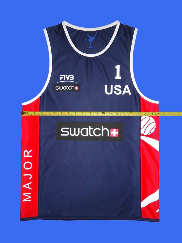 Custom Beach Volleyball Jersey Navy Blue/Red Size S, M, L, XL, 2XL New gallery