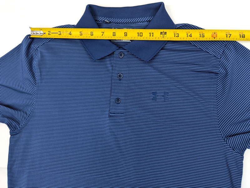 Under Armour Heatgear Loose Blue Striped Polo Shirt Men M Performance Short Slv gallery