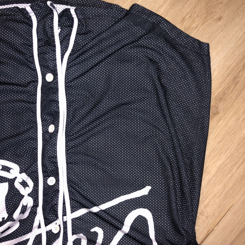 Crooks & Castles Y2K Baseball Jersey Black White Button Mens Size Medium gallery