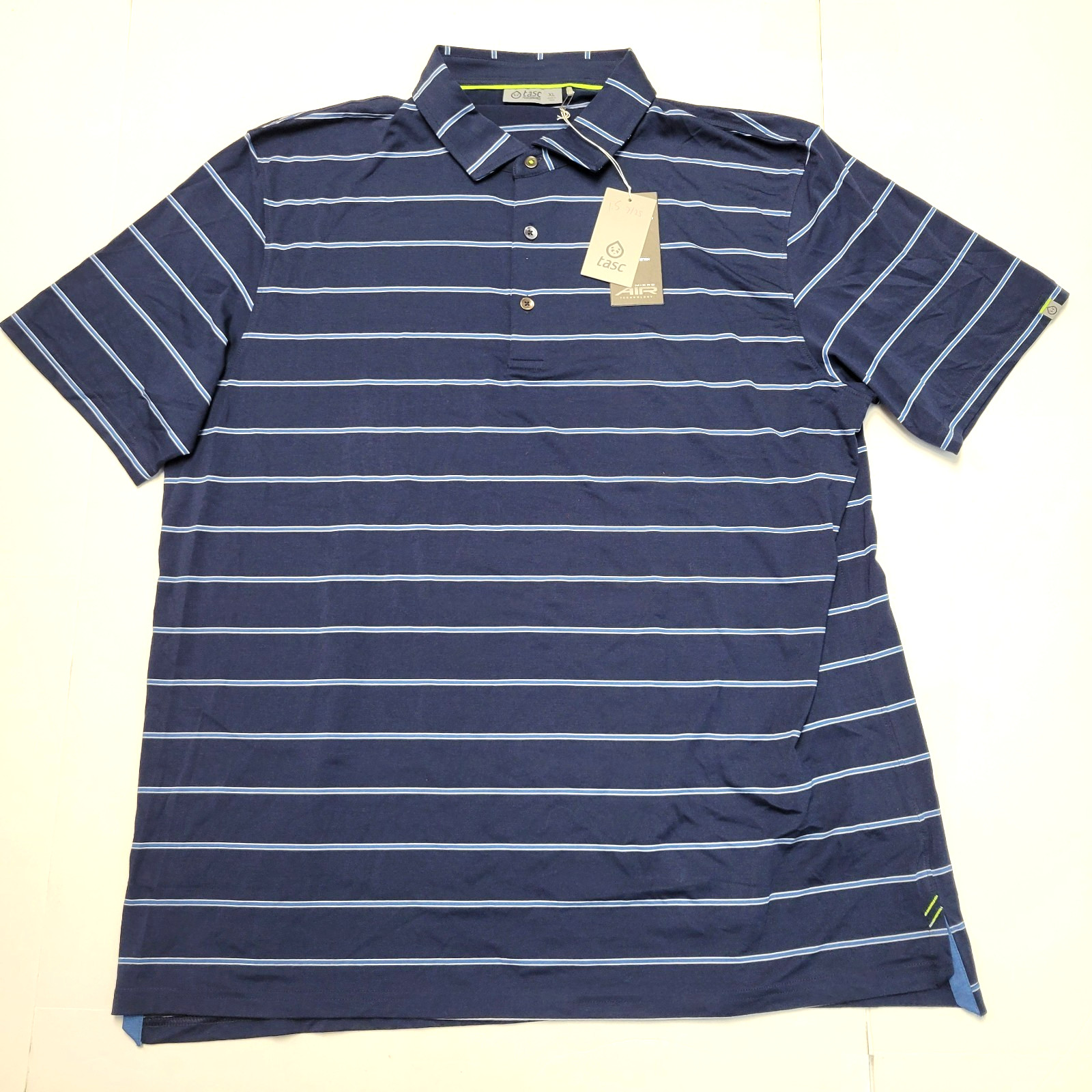 $84 NEW MicroAir Polo SHIRT Harbor Stripe Blue Men 2XL XX-LARGE Performance TASC gallery