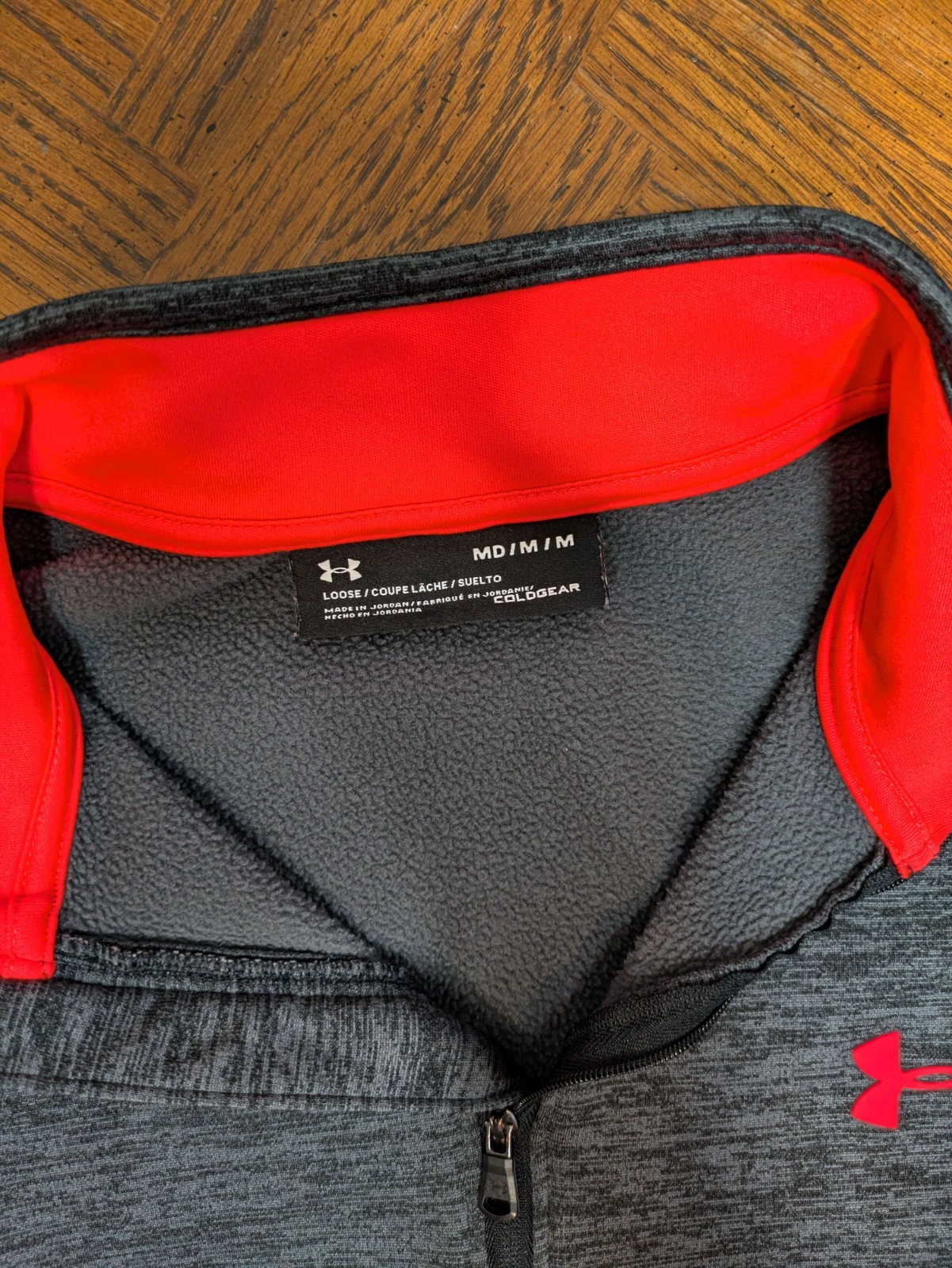 Under Armour Pullover - Men's M - Gray and Orange Quarter Zip Sweatshirt Jacket gallery