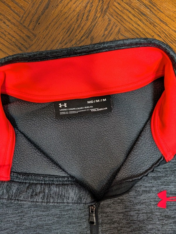 Under Armour Pullover - Men's M - Gray and Orange Quarter Zip Sweatshirt Jacket gallery