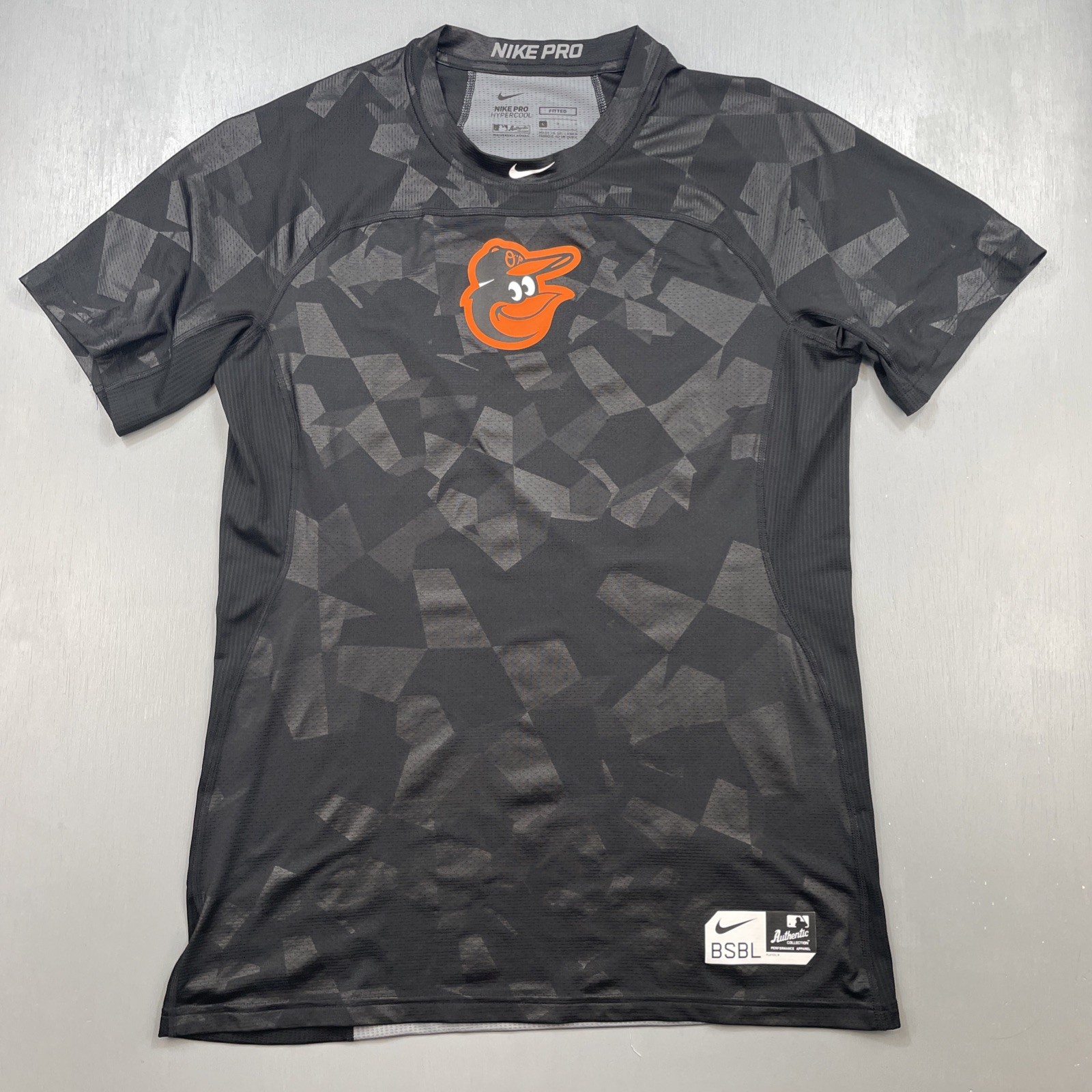 Nike Pro Hypercool Shirt Mens Large Baltimore Orioles Baseball MLB Fitted BLK gallery