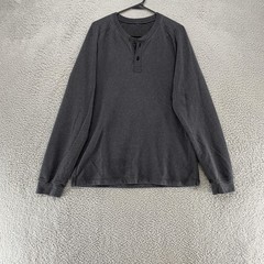 Lululemon Henley Shirt Mens Medium Gray Heather Long Sleeve Raglan Elbow Patches