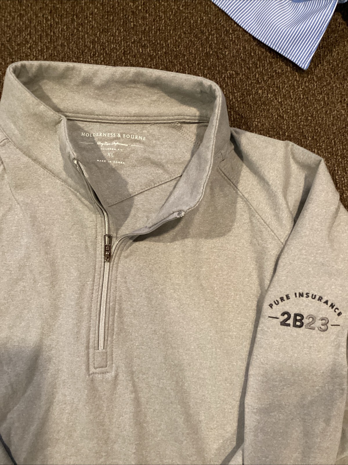 Holderness Bourne 1/4 Zip Mens XL Excellent Condition Pure Insurance Logo gallery