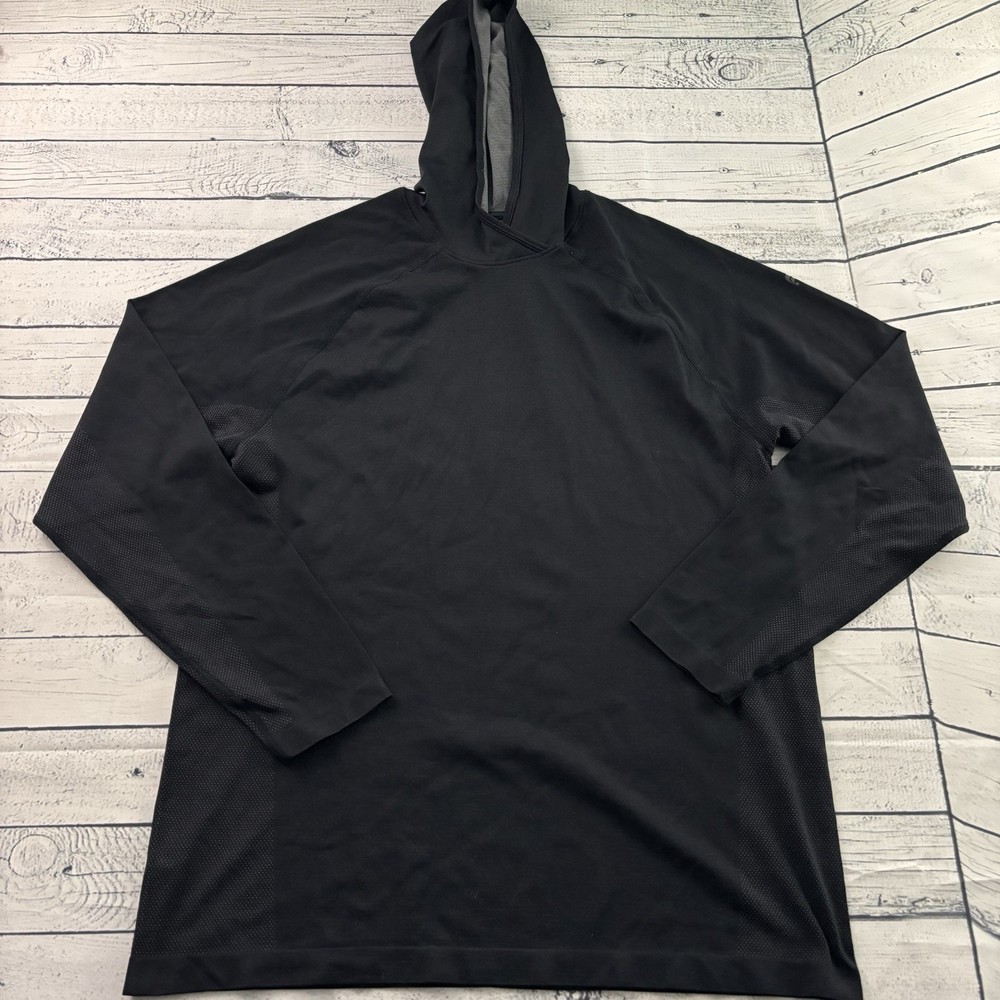 Fabletics Long Sleeve Nylon Poly Hooded Athletic T Shirt Men's XL Black