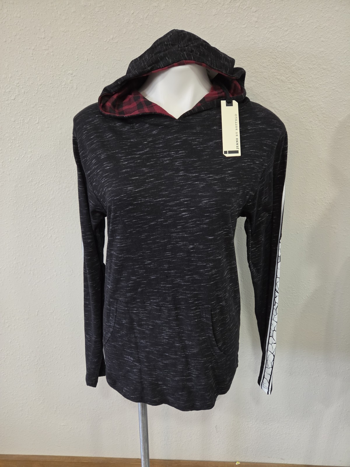 Jeans By Buffalo Shirt Adult SMALL Black Hood Henley Casual Mens. NWT gallery