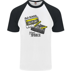 Retro 80s Music Cassette Old School Spinner Mens s/S Baseball T-Shirt
