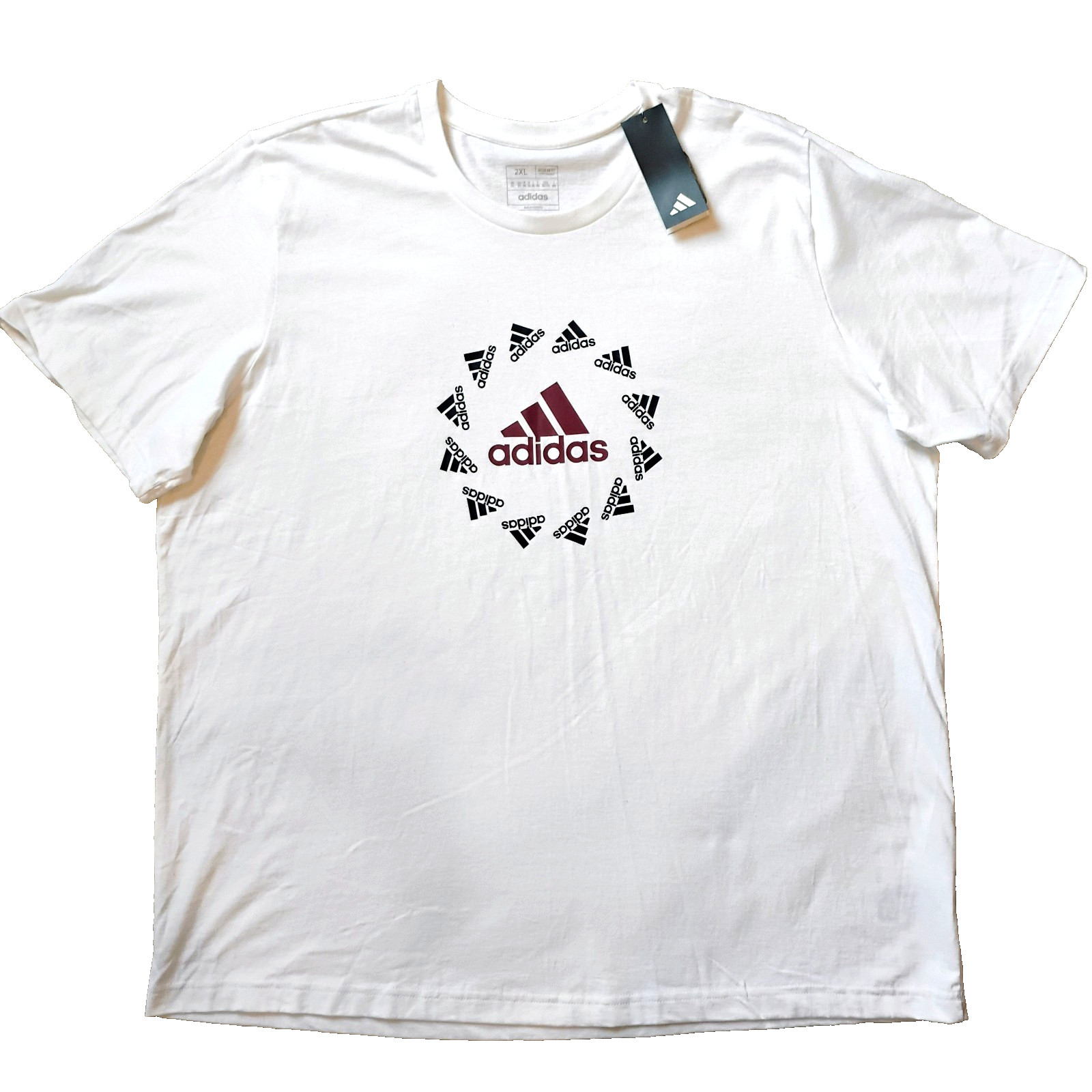 NWT 2XL Men's Adidas 3 Stripes Circle Logo White Active Gym Athleisure Tee NEW gallery