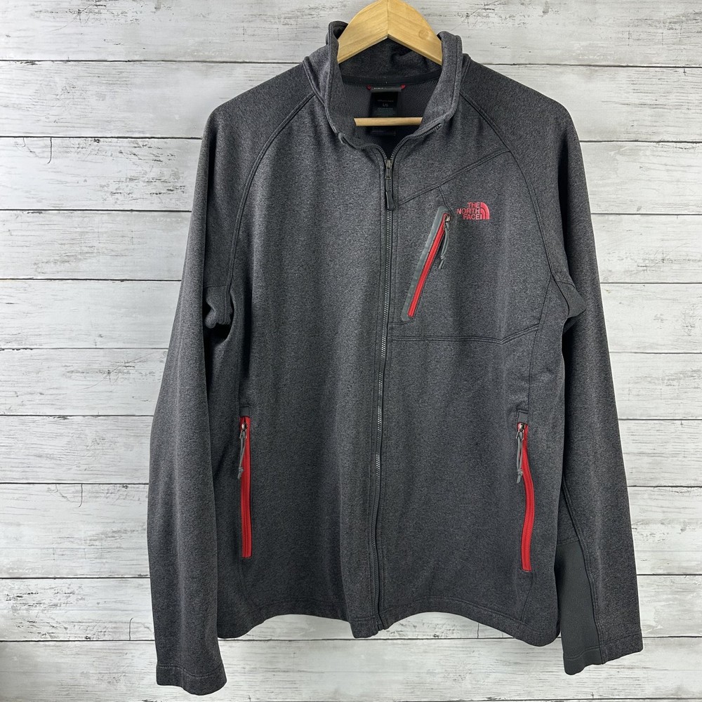 The North Face Mens Large Full Zip Gray Outdoor Hiking Long Sleeve