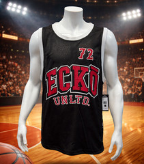 NWT Ecko Unltd Authentic 72 Black Red White Sleeveless Rhino Basketball Jersey L