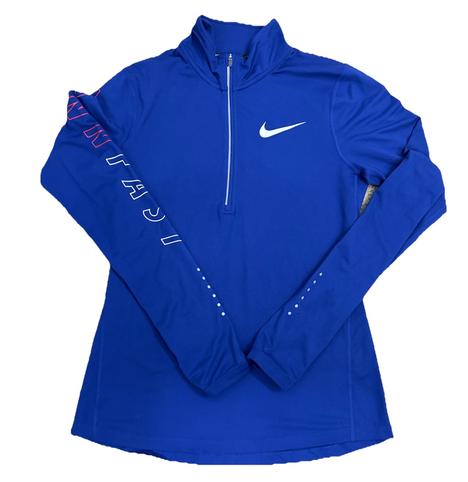 NIKE Blue PENN FAST Dri Fit 1/4 Zip Pull Over Men S State Reflectors Thumb Holes gallery