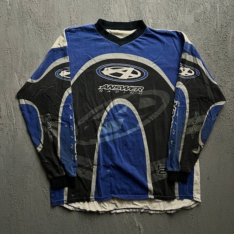 Vintage Answer Racing Jersey XL Blue 1990s Motocross MX BMX