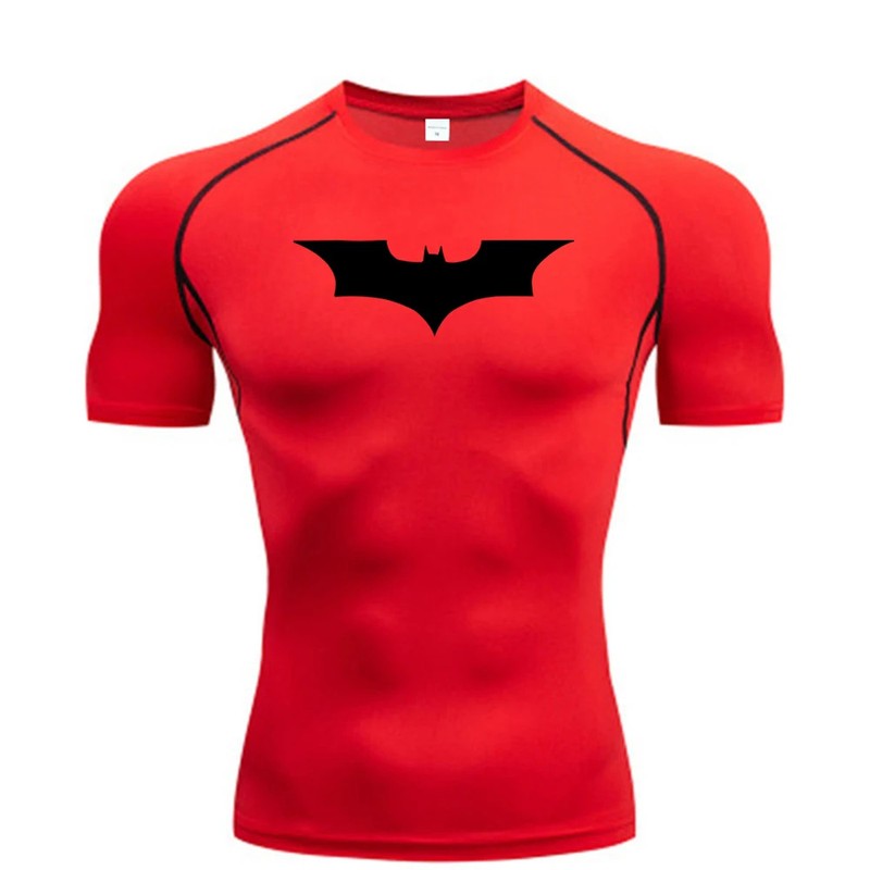 Men Bat Print Compression T-Shirt Gym Running Fitness Short Sleeve Top gallery