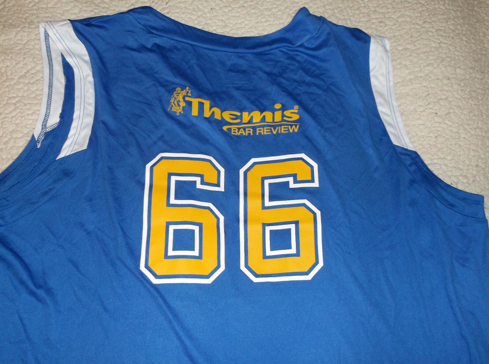 THEMIS BAR REVIEW BASKETBALL JERSEY ADULT 2XL WNE LAW BLUE AND YELLOW MINT gallery
