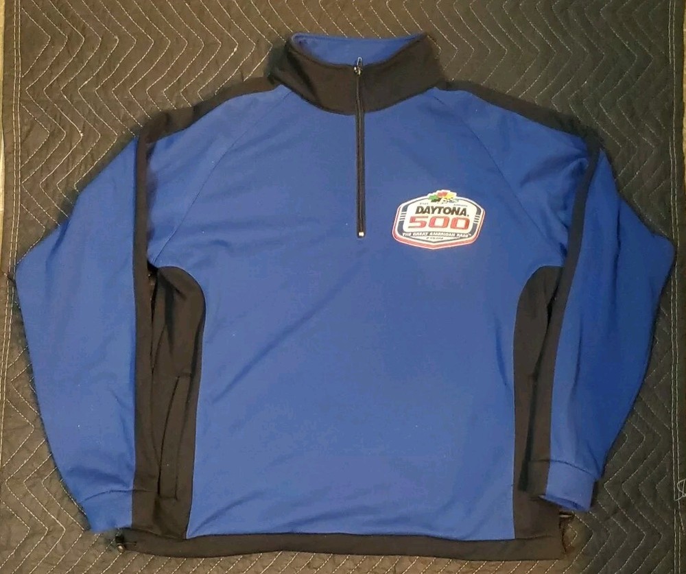 Nascar Winner's Circle Fleece Pullover Men's Sz L Blue Black Racing Daytona 500