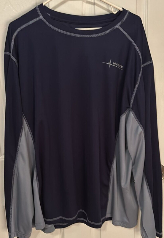 2 Habit Men's Active Athletic L/S Performance Crew Shirt Blue/Gray and Red 3XL gallery