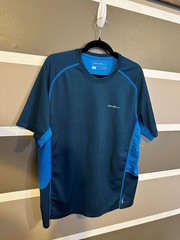 Eddie Bauer Men Athletic T Shirt L Blue Moisture Wicking Free Dry Performance