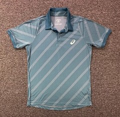 Asics Motiondry Graphic Print Polo Tshirt Mens Small Teal Tennis Golf