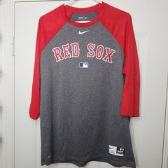 Nike Red Sox Gray and Red Raglan Long Sleeve Shirt – Size L Large