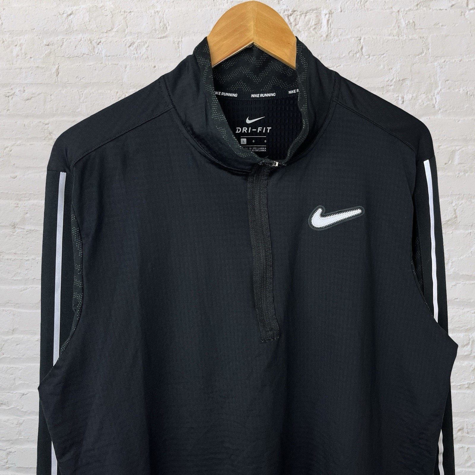 Nike Running Elements Dri-Fit 1/4 Zip Shirt Black Athletic Training Mens Large gallery