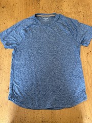 Rhone Reign Mens Short Sleeve Training Tee Blue Heather Raglan Shirt Medium