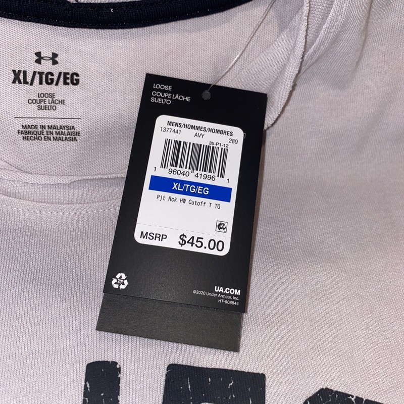 Under Armour Men's Project Rock Heavyweight Stay Hungry Cutoff T-Shirt Size XL gallery